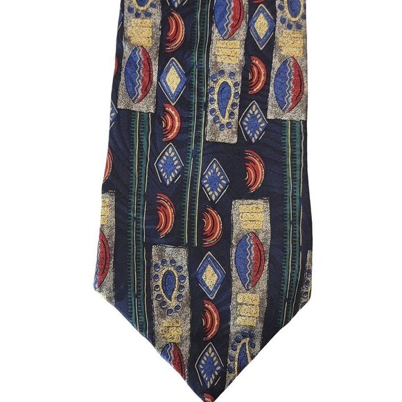 Giovanni Colorful Mixed Pattern Silk Mens Neck Tie Multicolor 58X4 Geometric - Picture 1 of 7